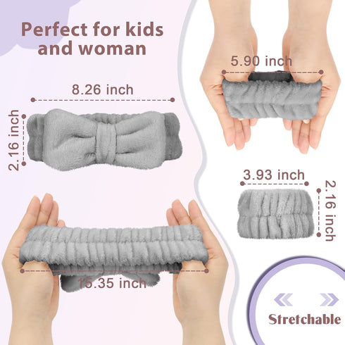 Crosize 7 Pack Face Wash Headband and Wristband Set for Women, Cute Spa Skin Care Headband for Washing Face, Terry Cloth Facia Headband and Wrist ...