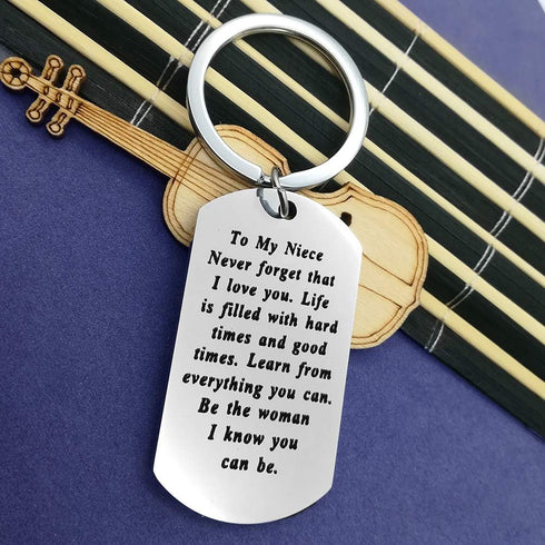 To My Niece Keychain Gift Inspirational Niece Gifts from Aunt Uncle Never Forget That I Love You Keychain Encouragement Jewelry Gifts for Niece Bi...