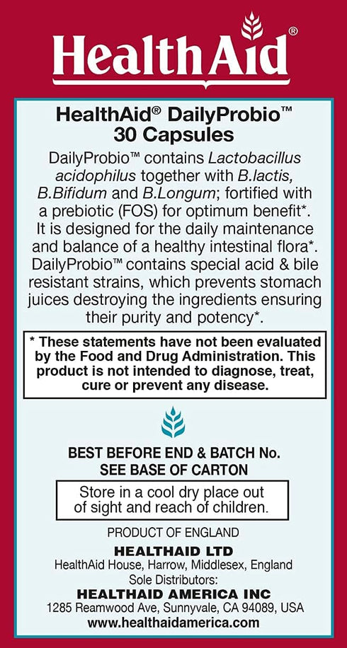 DailyProbio, 10 Billion with Prebiotic, Daily Support, Acid & Bile Resistant, Dairy and Gluten Free, Non- GMO, Vegan...