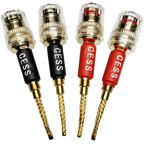 CESS-220 Pin Banana Plug to 4mm Female Banana Jack/Speaker Wire, 4 Pack (Braided-Type to 4mm)...