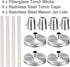 Mason Jar Tabletop Torch Kits,4 Pack Longlife Fiberglass Wicks,Stainless Steel Mason Jar Lids Caps Included,Outdoor Deck Oil Lamp Torch...