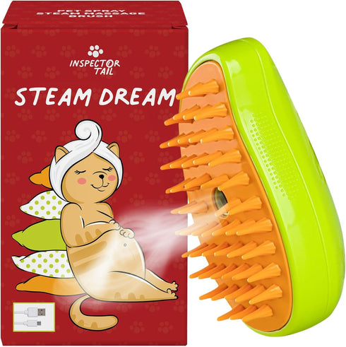 Cat Steam Brush for Shedding Massage & Dirt Removes Loose Tangled & Static Fur | Short & Long Haired Pet | Misting Water 3 in 1 Grooming Comb w So...