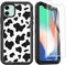 Compatible for iPhone 11 Case with Screen Protector Cute Luxury Cow Print Design for Women Girls, Shockproof 3-Layer Full Body Rugged Heavy Duty P...