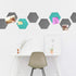 Navaris Hexagon Felt Board Tiles - Set of 12 Notice Memo Bulletin Boards with Push Pins and Double-Sided Tape 5.9" x 6.7" - Dark Gray, Turquoise...