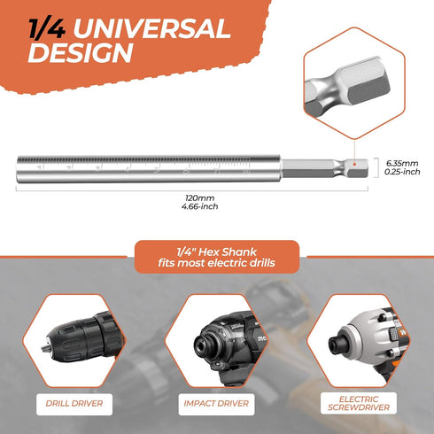 Upgraded 1/4" Hex Shank PVC Pipe Inside Cutter (4 PCS Titanium Coated Saw Blades), PVC Cutting Tool with Scaled Adjustable Depth Gauge for Cutting...
