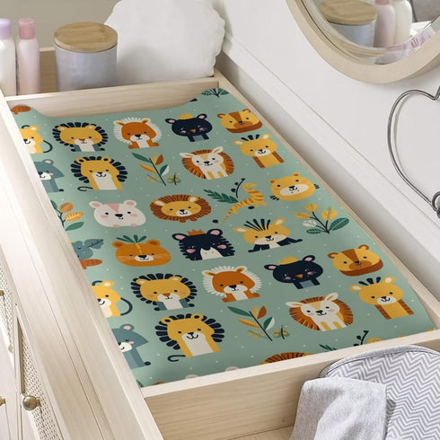 Jungle Animals Diaper Changing Pad Covers for Baby Boys Girl Lion Tiger Giraffe Changing Mat Cover Infant Newborn Changing Table Sheet Fitted 32”x...
