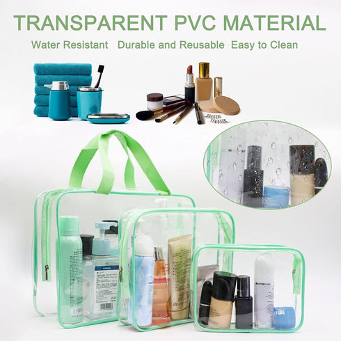 APREUTY Clear Makeup Bags, TSA Approved 6 Pcs Cosmetic Makeup Bags Set Clear PVC with Zipper Handle Portable Travel Luggage Pouch Airport Airline ...