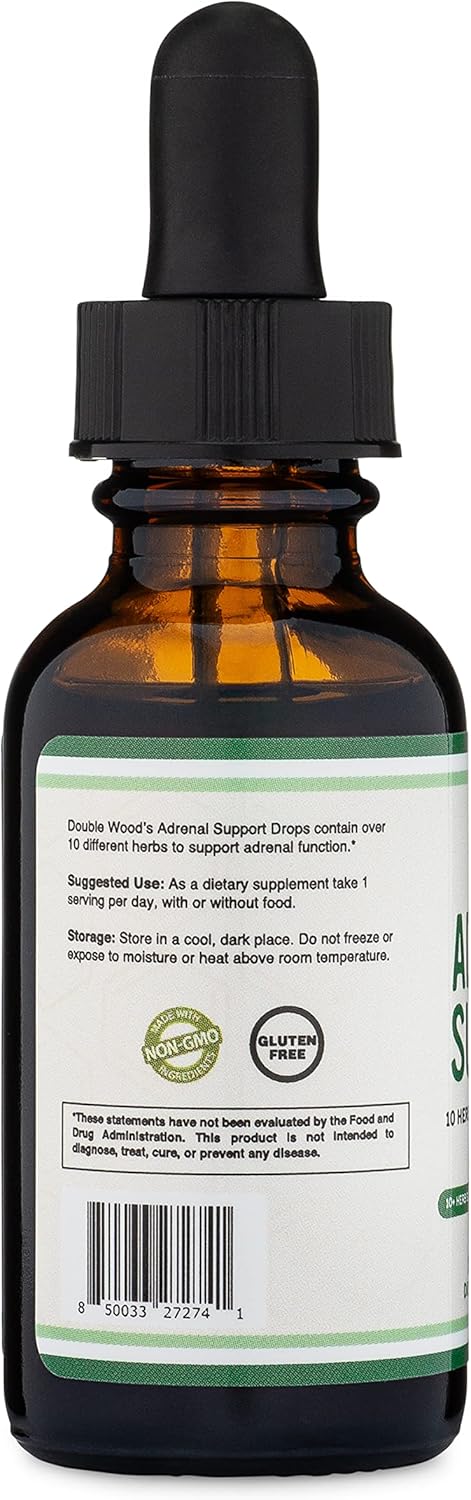 Adrenal Support Supplements (Liquid Drops) - 10 Organic Adaptogens for Adrenal Fatigue (One Month Supply) Cortisol Manager for Stress Relief (10 A...