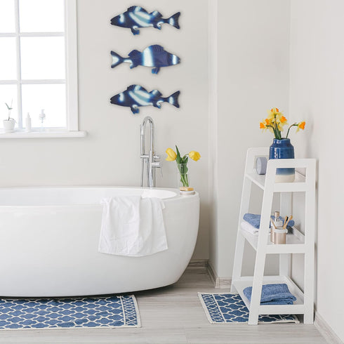 Americanflat Three Metal Fish Wall Décor Set - 3x9.5 Fish as Outdoor Metal Wall Art Decorations - Modern Style Wall Hanging Décor for Patio, Garde...