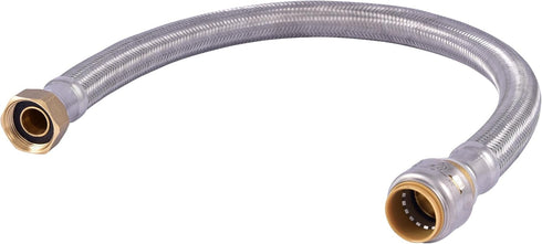 SharkBite Max 3/4 Inch x 3/4 Inch FIP x 24 Inch Stainless Steel Braided Flexible Water Heater Connector, Push to Connect Brass Plumbing Fitting, P...