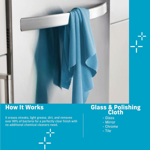 E-Cloth 4-Pack Glass Polishing Cloth - Sustainable Microfiber Glass Cleaning Cloth Set, Window and Mirror Cleaner Wipes, Washable and Reusable, 10...