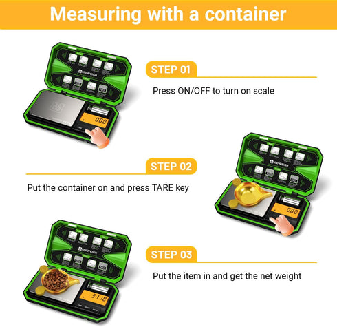 Digital Pocket Scale 200g/0.01g, Digital Scale Grams, Jewelry Scale, Coins Scale with 50g Cal Weights for Powder, Weed (Battery Included)-Fluoresc...
