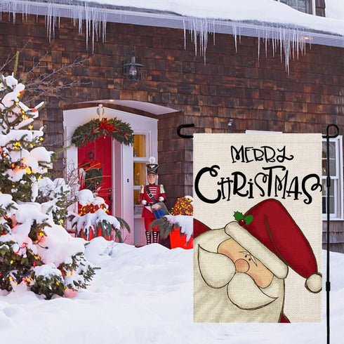 Merry Christmas Garden Flag, Double Sided Vertical Christmas Flags Small Mini Rustic Xmas Winter Farmhouse Lawn Yard Outside Outdoor Decorative Fl...