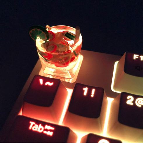 CN GAMING Fruit Drink Watermelon Style Cute Keycap, Artisan Resin Keycap, Esc Key cap for Cherry MX Mechanical Keyboard DIY Backlit Keycaps Replac...
