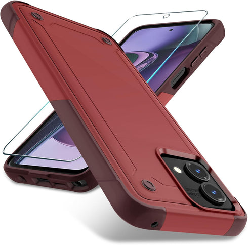 for Moto G Stylus 5G 2023 Case with 1 Screen Protector, Military Grade Drop Protection, Heavy Duty Rugged Shockproof Protective Phone Cover, Red...