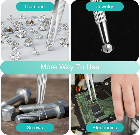 3Pcs Piercing Ball Grabber Tool Set, 4 Prongs Holder Diamond Claw Grabber Pick Up Tool, Precision Stainless Steel Jewelry Tweezers For Tiny Object...