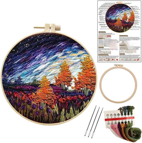 Liveish Friendship Gifts Embroidery Kits for Beginners,Landscape Embroidery kit,Embroidery kit for Beginners Adults DIY Cross Stitch Kits with Pat...