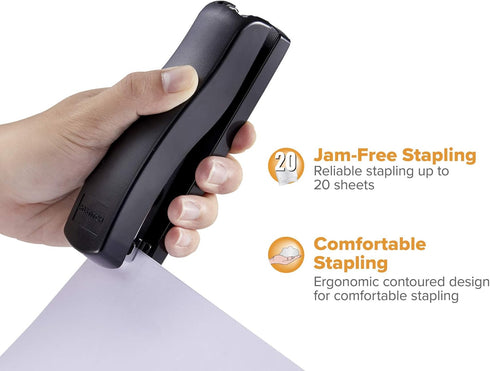 Bostitch Office Desktop Stapler Value Pack, 20 Sheet Capacity, Opens for Tacking, includes 5,000 Staples & Staple Remover, Black...