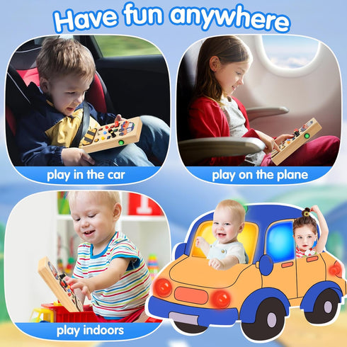 POLKRANE Busy Board with LED Light, Montessori Toys with Toggle Switch, Sensory Toys for Toddlers 1-3, Travel Toys for Educational Toddler Activit...