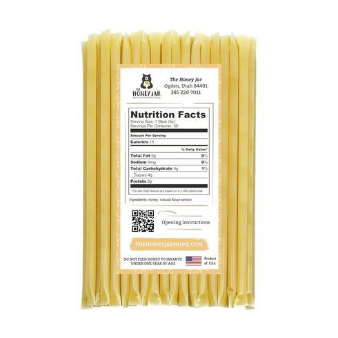 The Honey Jar Vanilla Flavored Honey Sticks - Pure Honey Straws For Tea, Coffee, or a Healthy Treat - One Teaspoon of Flavored Honey Per Stick - M...