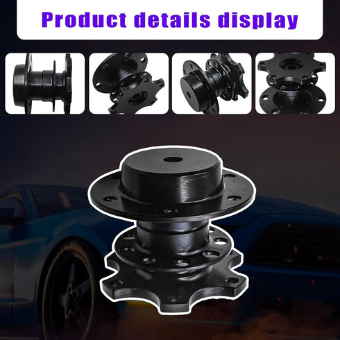 Pack-1 Car Steering Wheel Quick Release, 3.34" x 2.75" Alloy 6 Hole Racing Modification Steering Wheel Device, Wheel Heightening Adapter, Universa...