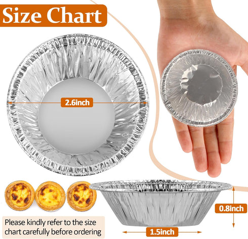 200 Pieces 2.6 Inch Round Pie Tart Small Tin Foil Pans Disposable Aluminum Mini Pie Pans for Baking, Cooking Supplies...