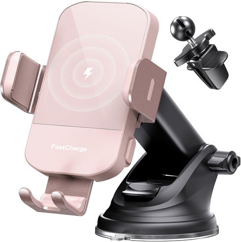 CHGeek Wireless Car Charger, 15W Fast Charging Auto Clamping Car Charger Phone Mount Phone Holder fit for iPhone 15 14 13 12 11 Pro Max Xs, Samsun...
