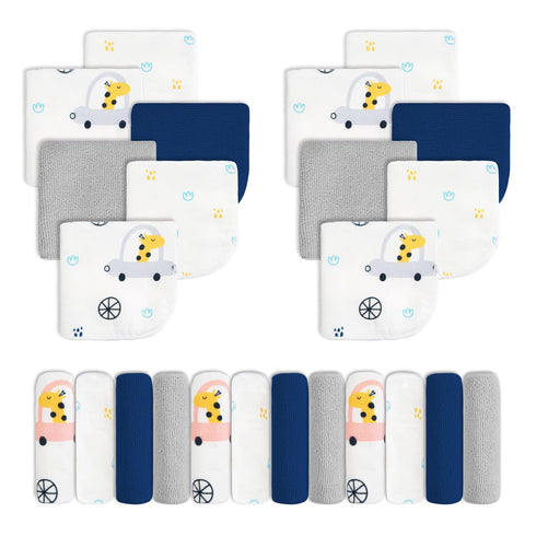 Viviland Baby Washcloths, Super Soft Baby Bath Towels for Newborn 24 Pack, Absorbent Face & Body Wash Cloth for Baby Girl, Blue-Giraffe Pattern, 9...