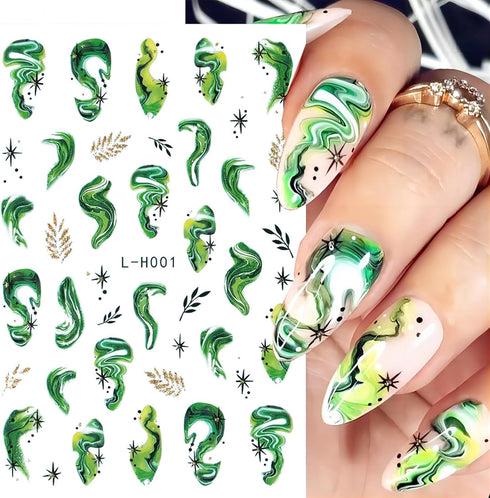 4 Sheets Marble Line Nail Art Stickers, Fresher Self-Adhesive Nail Stickers Decals Ink Painting Nail Art Decals Nail Supplies for Women Girls DIY ...