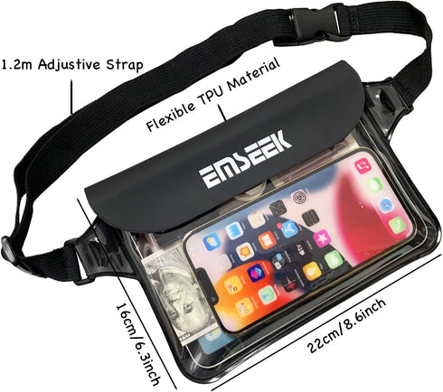 Waterproof Waist Pouch Dry Belt Bag Fanny Pack Keep Your Key Fob Wallet Kindle Phone Dry Perfect For Swim Surf Snorkel(Black)...