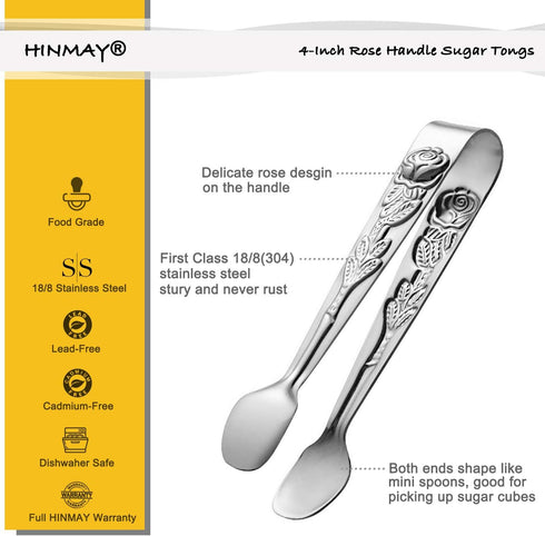 6PCS Mini Serving Tongs 4-Inch Small Rose Sugar Cube Tongs (Silver)...