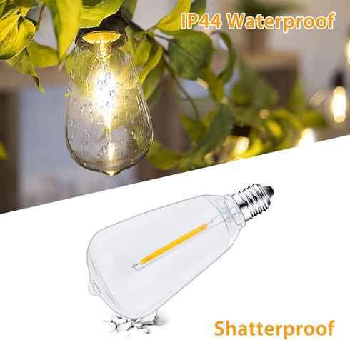 25 Packs ST38 LED Edison Bulbs,0.6Watt E12 Base Small Vintage Light Bulbs Equivalent to 7W Incandescant, 2700K Warm White Bulbs for ST38 String Li...
