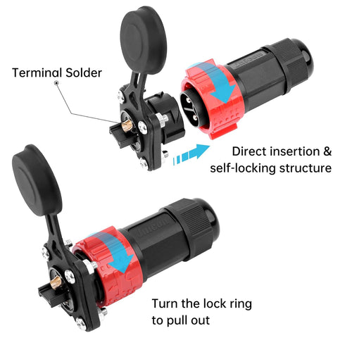 2 Pin 50Amp Trolling Motor Plug Receptacle Set,12V/24V/ 36V/48V Plug for Trolling Motor/Down Rigger/Fishing,IP67 Connector Trolling Boat Plug for ...
