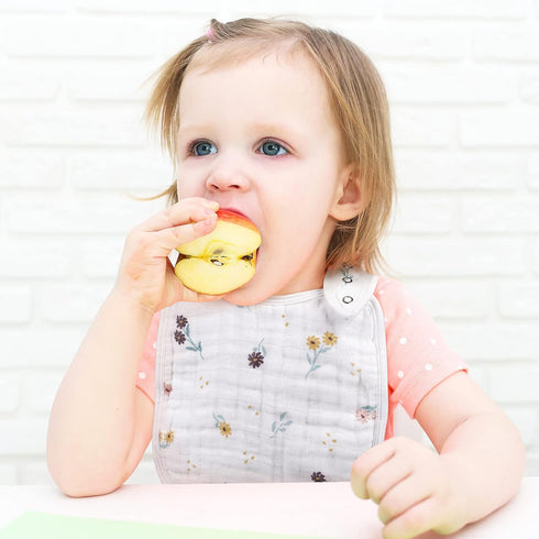 Snap Muslin Bibs for Girls, 3-Pack Baby Bibs for Infants, Newborns and Toddlers, 100% Cotton Muslin Absorbent & Soft Layers, Adjustable Snaps,"Spr...