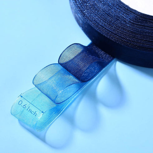 6 Rolls Sheer Chiffon Ribbon Organza Satin Ribbon Transparent Chiffon Ribbon for Wrapping Decorating Valentine's Day Wedding Birthday Bouquet Garl...