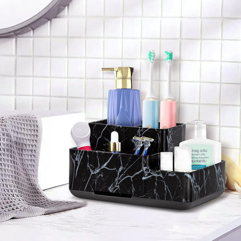 Toothbrush Holder,Bathroom Organizer Countertop, 5 Compartments Multifunctional Storage for Cosmetic, Makeup, Office Stationery Pencil,Toothpaste,...
