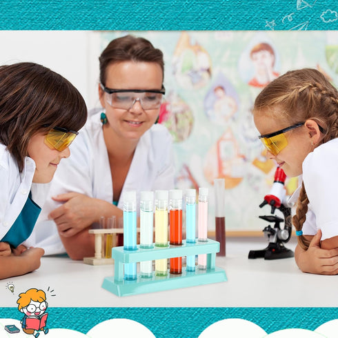 2 Sets Test Tubes with Rack Clear Plastic Test Tubes with Caps and 6 Holes Holder Rack Nurse Party Decorations Shot Tubes for Scientific Experimen...