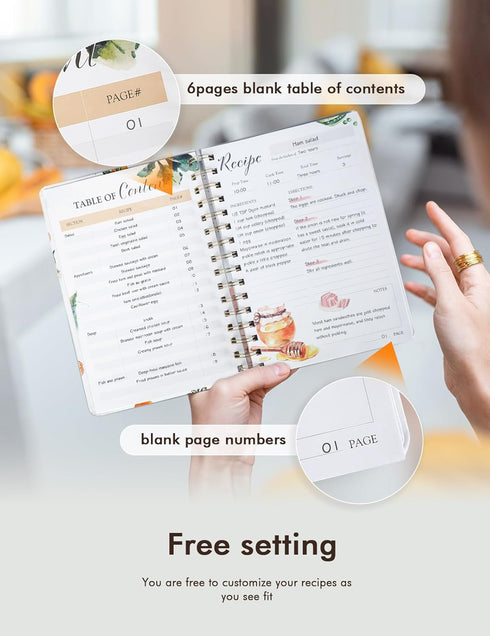 Recipe Book Waterproof Hardcover to Write in Your Recipes,Simplified Family Recipe Notebook for the Chef at Home, Recipe Journal Hold 120 Recipes?...