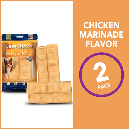 Pet Factory CareChewz Collagen 6-7" Large Wraps Dog Chew Treats - Chicken Flavor, 2 Count/1 Pack...