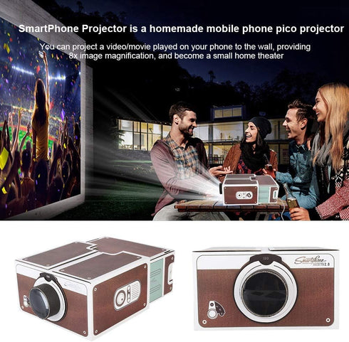 Cardboard Projector For Phone Movie Projector Indoor Bluetooth Cardboard Second Generation Mini Diy Home Portable for Smart Mobile Phone Projector...