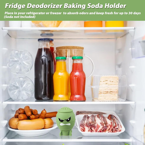 Fun Guy Fridge Deodorizer, Baking Soda Holder for Refrigerator Odor Absorber, Cute Freezer Smell Eliminator and Reusable Silicone Freshener Contai...