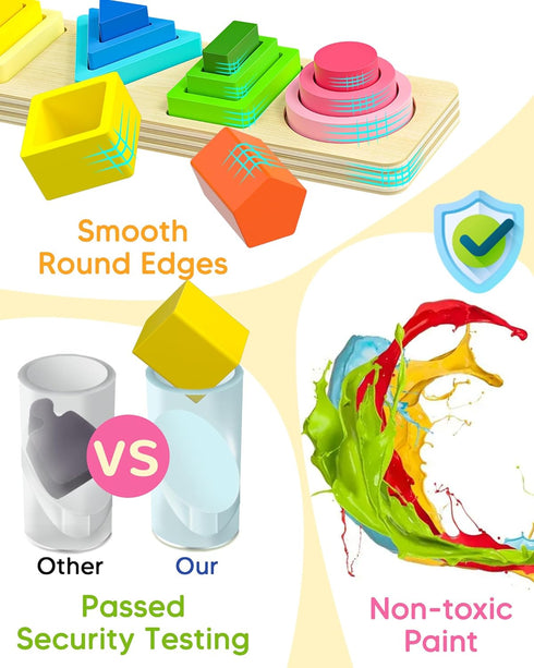 Montessori Toys for 1 2 Year Old Boys Girls, Shape Sorter Wooden Toys for Toddlers 1-3, Toddler Toys age 1-2, 1 2 Year Old Boy Girl Birthday Gifts...