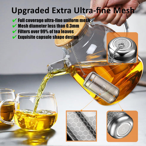 Loose Tea Infuser Strainer, 316 Stainless Steel Extra Ultra-fine Mesh Tea Infuser Filter for Mug Teapot Kettle, Tea Steeper for Black Tea, Green T...