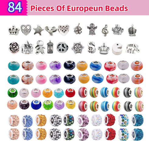 DiiuuAII Charm Bracelet Making Kit for Girls,142 Pcs DIY Charm Bracelet Jewelry Making Kit, Gift Packaging Available As Christmas Gift,with a Port...