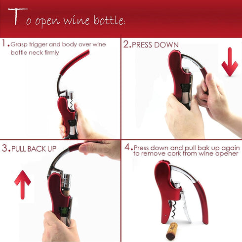 KAYCROWN Wine Bottle Opener, Vertical Lever Corkscrew with Built in Foil Cutter Design, Manual Handheld Corkscrew with Ergonomic Lever Pump...
