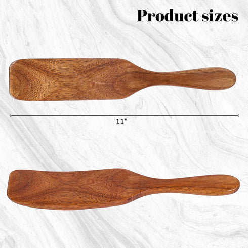 HANSGO Wooden Sourdough Spatula, 11" Spurtle for Sourdough Starter Natural Wooden Kitchen Utensil for Spreading Cooking Mixing Non Stick Cookware ...