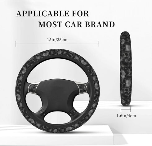 Scary Skull Horror Steering Wheel Cover for Women Men Girls Car Accessories Decor Anti-Slip Neoprene Auto Steering Wheel Covers Protector Universa...