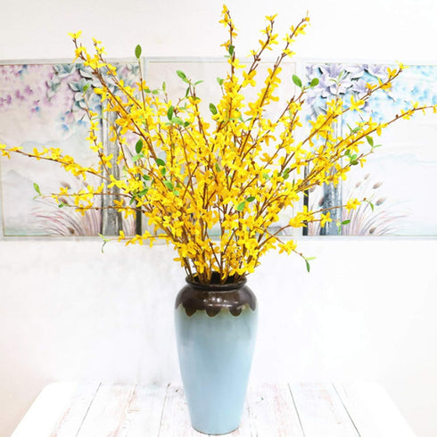 Artificial Forsythia Flowers,6Pcs 39.4 inch Artificial Forsythia Blossom Jasmine Stems Fake Silk Forsythia Branches for Flower Arrangement Wedding...
