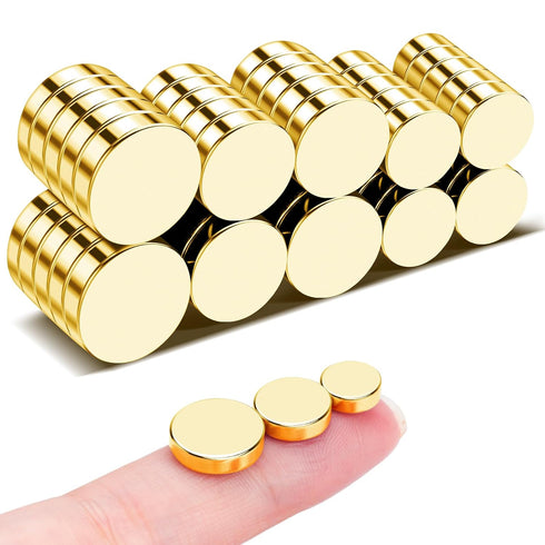 Small Magnets, 3 Different Size Golden Magnets, 50Pcs Tiny Circle Rare Earth Magnets Strong Neodymium Magnets for Whiteboard, Small Refrigerator M...