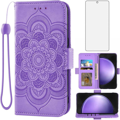 Asuwish Phone Case for Samsung Galaxy S23 FE 5G Wallet Cover with Tempered Glass Screen Protector and Leather Flip Credit Card Holder Stand Lanyar...